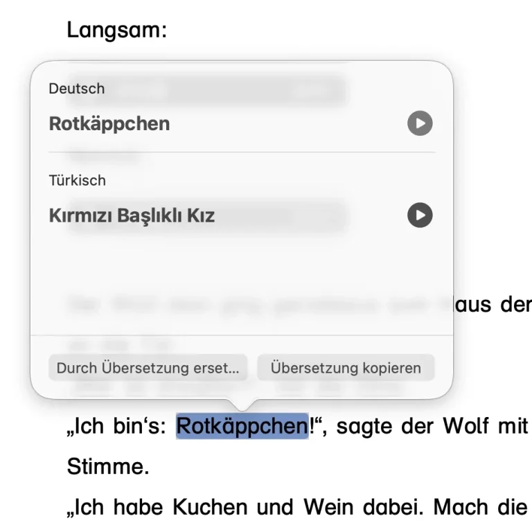 Screenshot Übersetzung Screenshot mit der Übersetzungsfunktion