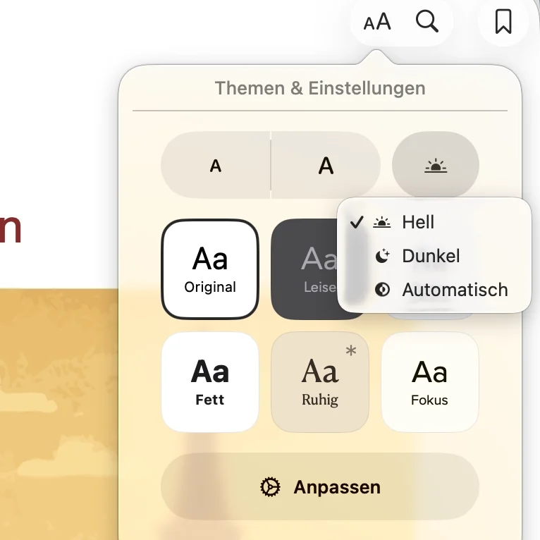 Screenshot Barrierefreiheit Screenshot mit den Barriefreiheitsfunktionen