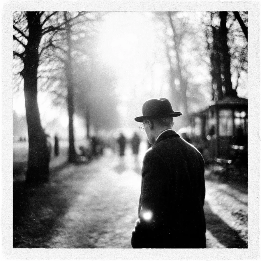 Aschenbach im Englischen Garten Aschenbach im Englischen Garten in München als Schwarz Weiß Foto mit Rand