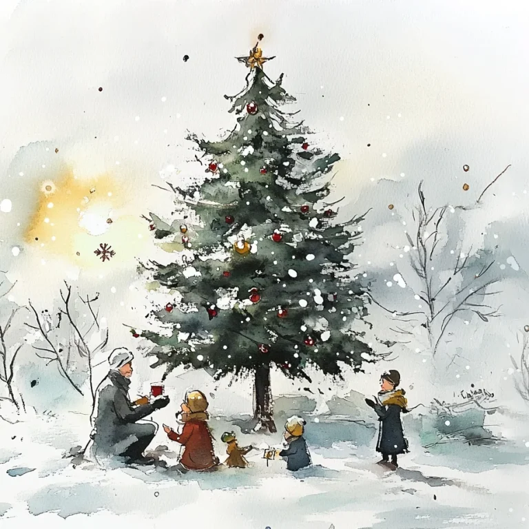 Titelbild "Die schönsten Weihnachtsgeschichten" Titelbild "Die schönsten Weihnachtsgeschichten" Familie im Schnee vor Tannenbaum