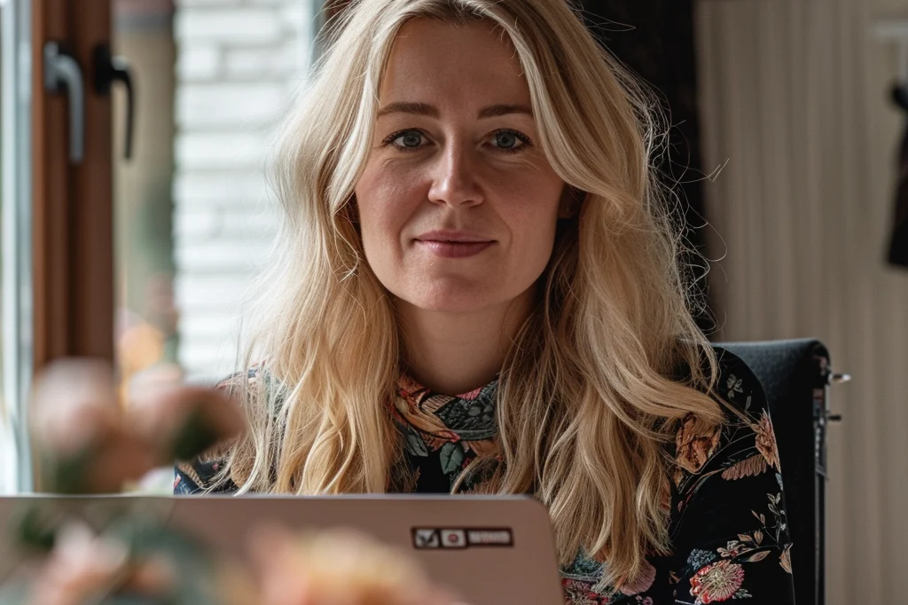 Autorin Musterbild einer Autorin mit Laptop